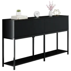 Cucina|Madie > Dmora Credenza nera 150x30x80h cm 2 ante - Basilia Nero