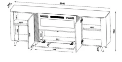 Madie|Credenze > Dmora Credenza nera 190x40x68h cm 3 ante - Briano Nero