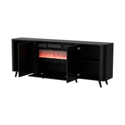 Madie|Credenze > Dmora Credenza nera 190x40x68h cm 3 ante - Briano Nero