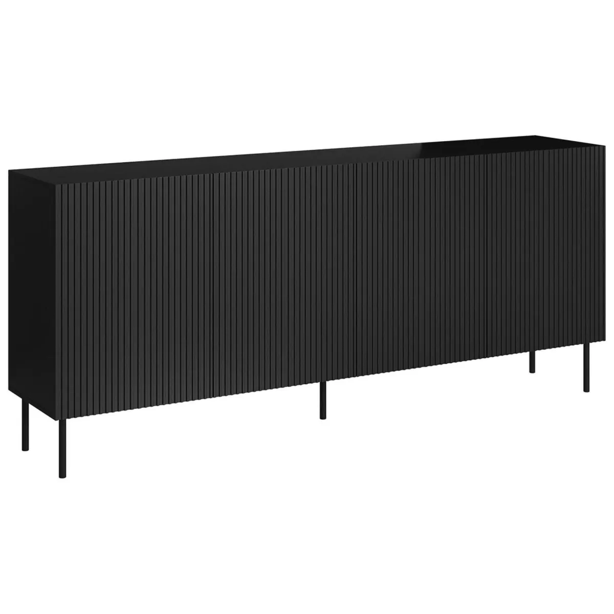 Madie|Credenze > Dmora Credenza nera 200x42x82h cm 4 ante - Corana Nero