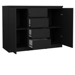 Madie|Credenze > Dmora Credenza nera 120x50x90h cm 2 ante e 4 cassetti - Angelika Nero