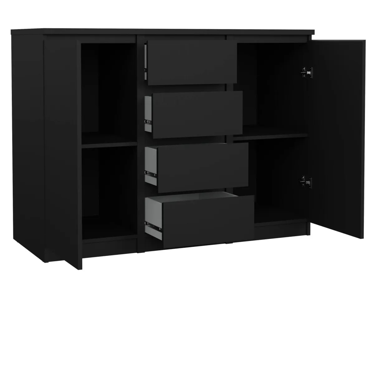 Madie|Credenze > Dmora Credenza nera 120x50x90h cm 2 ante e 4 cassetti - Angelika Nero