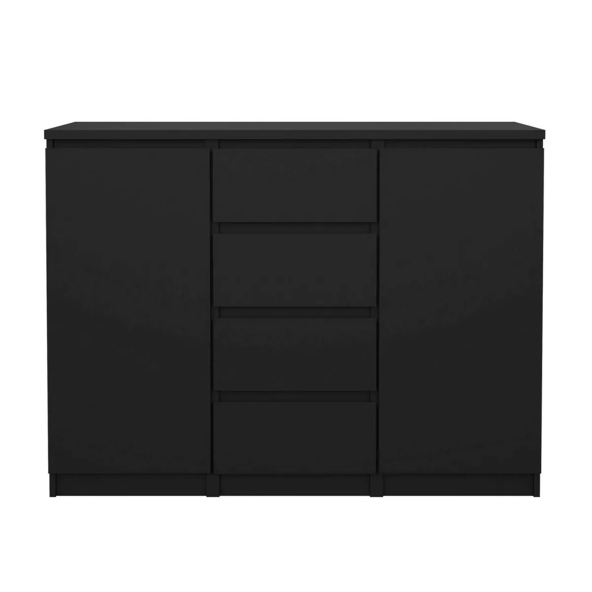Madie|Credenze > Dmora Credenza nera 120x50x90h cm 2 ante e 4 cassetti - Angelika Nero