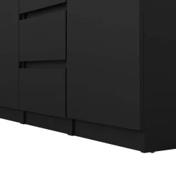 Madie|Credenze > Dmora Credenza nera 120x50x90h cm 2 ante e 4 cassetti - Angelika Nero