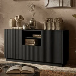 Madie > Dmora Credenza nera 150x40x78h cm 2 ante e 1 cassetto - Serchio Nero