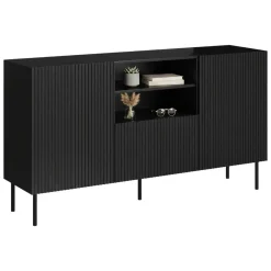 Madie|Credenze > Dmora Credenza nera 150x42x82h cm 2 ante e 1 cassetto - Stornara Nero