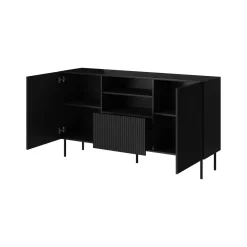 Madie|Credenze > Dmora Credenza nera 150x42x82h cm 2 ante e 1 cassetto - Stornara Nero