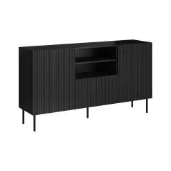 Madie|Credenze > Dmora Credenza nera 150x42x82h cm 2 ante e 1 cassetto - Stornara Nero