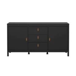 Credenza nera 151x38x79h cm 2 ante e 3 cassetti - Whitney