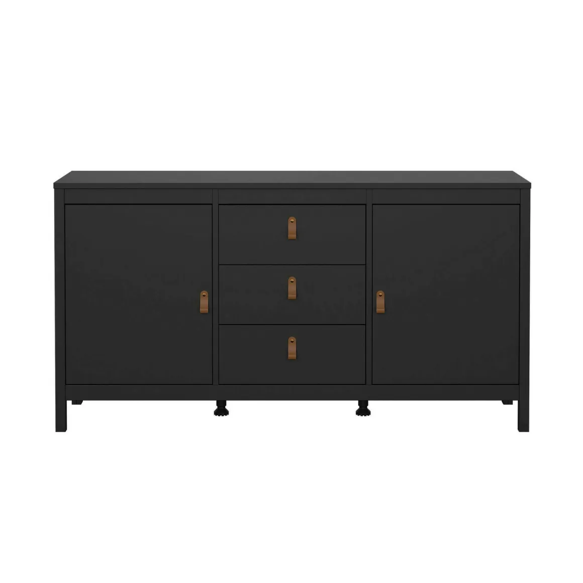 Credenza nera 151x38x79h cm 2 ante e 3 cassetti - Whitney