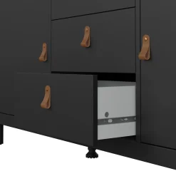 Credenza nera 151x38x79h cm 2 ante e 3 cassetti - Whitney