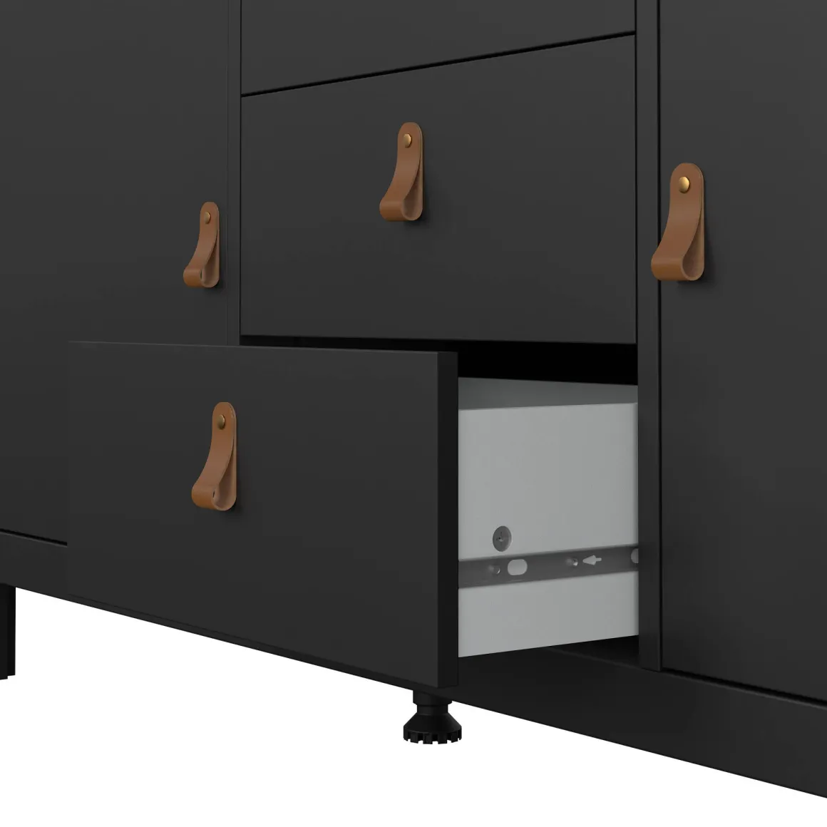 Credenza nera 151x38x79h cm 2 ante e 3 cassetti - Whitney