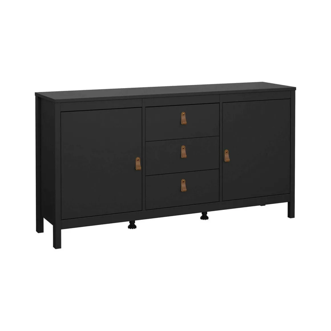 Credenza nera 151x38x79h cm 2 ante e 3 cassetti - Whitney
