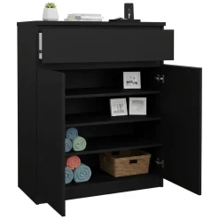 Madie|Credenze > Dmora Credenza nera 82x38x79h cm 2 ante e 1 cassetto - Romagna Nero
