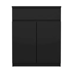 Madie|Credenze > Dmora Credenza nera 82x38x79h cm 2 ante e 1 cassetto - Romagna Nero
