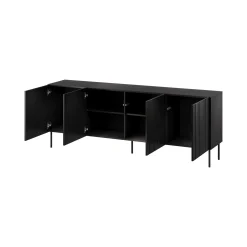 Credenza nera 200x42x75h cm 4 ante - Gerace