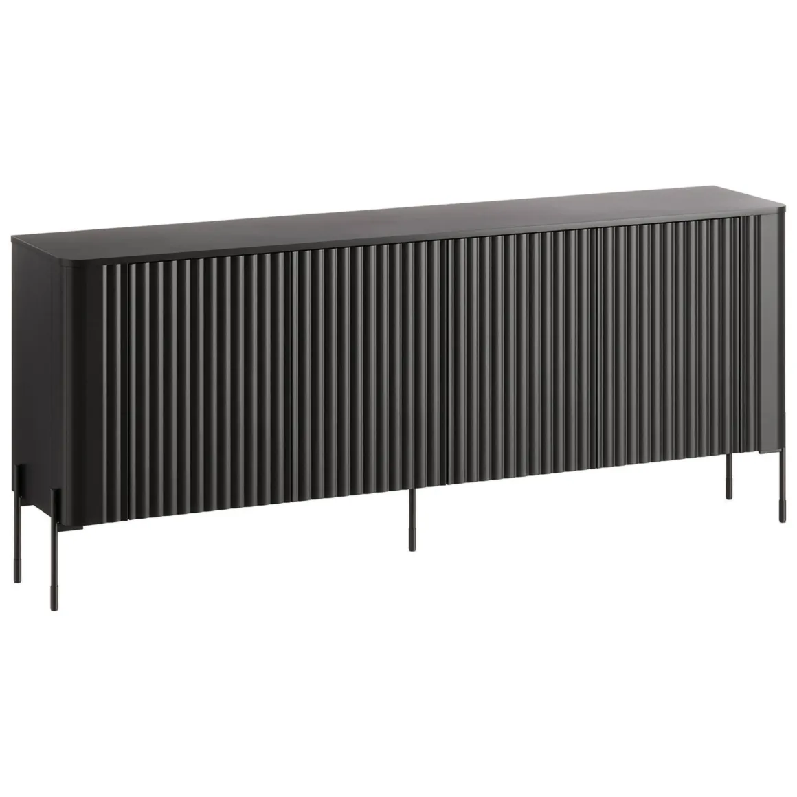 Credenza nera 190x39x80h cm 4 ante - Laion