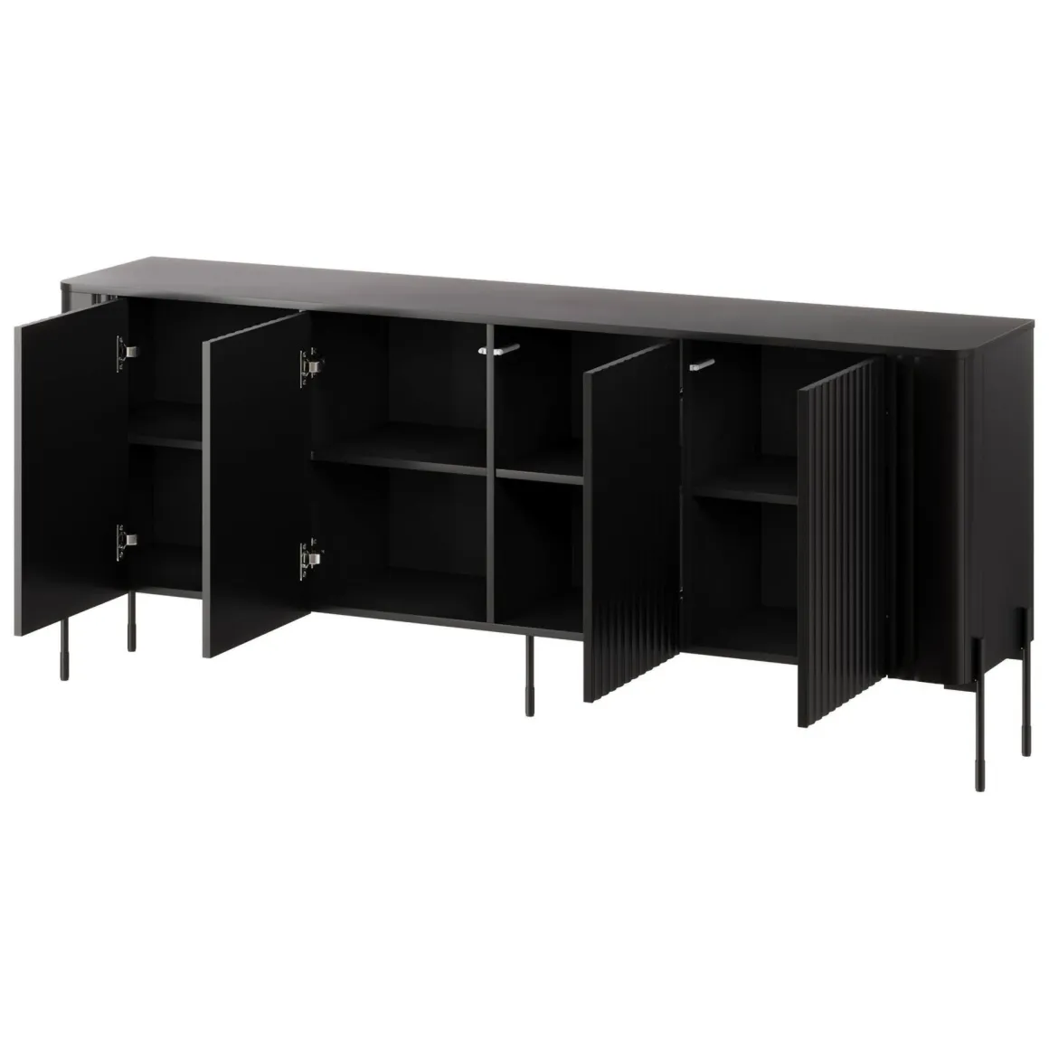Credenza nera 190x39x80h cm 4 ante - Laion