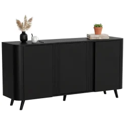Credenza nera 150x42x70h cm 3 ante - Loreo