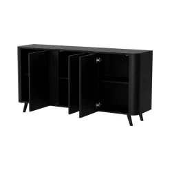 Credenza nera 150x42x70h cm 3 ante - Loreo