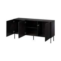 Madie|Credenze > Dmora Credenza nera 150x42x75h cm 3 ante - Spirano Nero