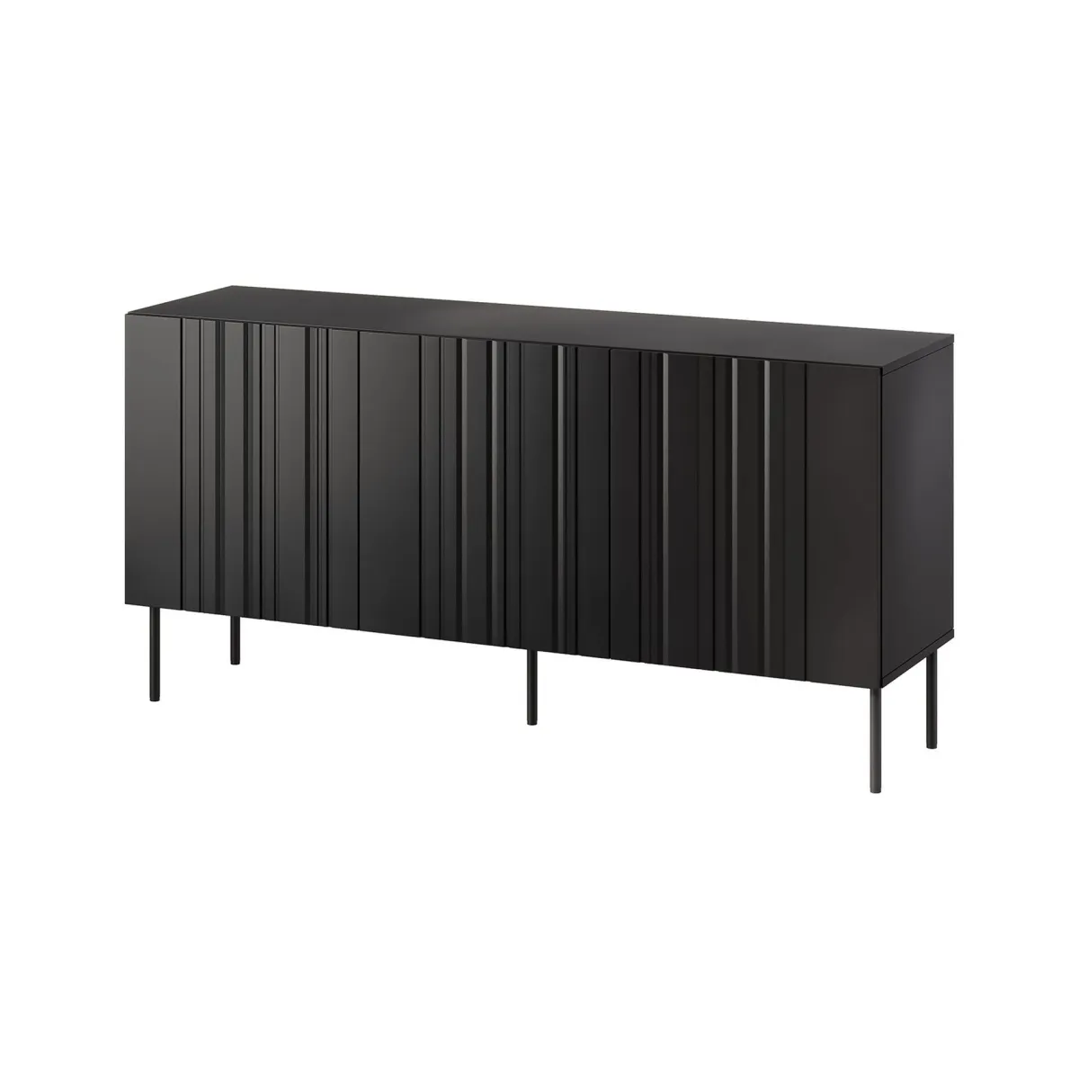 Madie|Credenze > Dmora Credenza nera 150x42x75h cm 3 ante - Spirano Nero
