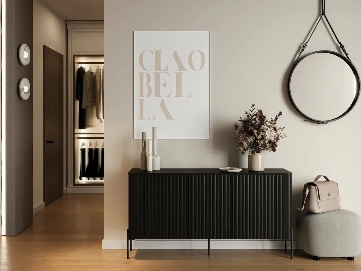 Credenza nera 150x39x80h cm 3 ante - Susegana