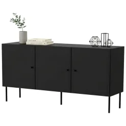Madie|Credenze > Dmora Credenza nera 151x40x75h cm 3 ante - Vigasio Nero