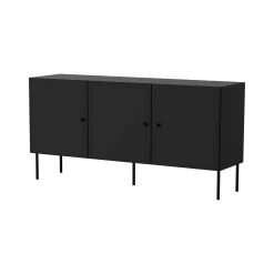 Madie|Credenze > Dmora Credenza nera 151x40x75h cm 3 ante - Vigasio Nero