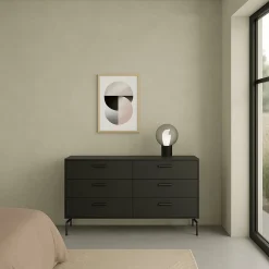 Madie|Credenze > Dmora Credenza nera 140x40x81h cm 8 cassetti - Phethai Nero