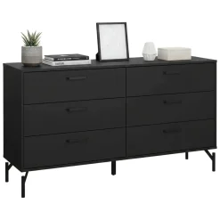 Madie|Credenze > Dmora Credenza nera 140x40x81h cm 8 cassetti - Phethai Nero