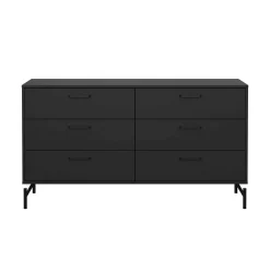 Credenza nera 138x39x76h cm 6 cassetti - Begawan