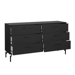 Credenza nera 138x39x76h cm 6 cassetti - Begawan
