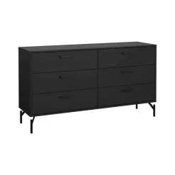 Credenza nera 138x39x76h cm 6 cassetti - Begawan