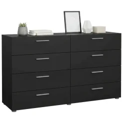 Madie|Credenze > Dmora Credenza nera 140x40x82h cm 8 cassetti - Aligon Nero