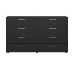 Madie|Credenze > Dmora Credenza nera 140x40x82h cm 8 cassetti - Aligon Nero