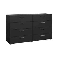 Credenza nera 140x40x81h cm 8 cassetti - Urduja