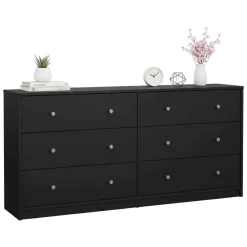 Credenza nera 143x30x68h cm 6 cassetti - Rick