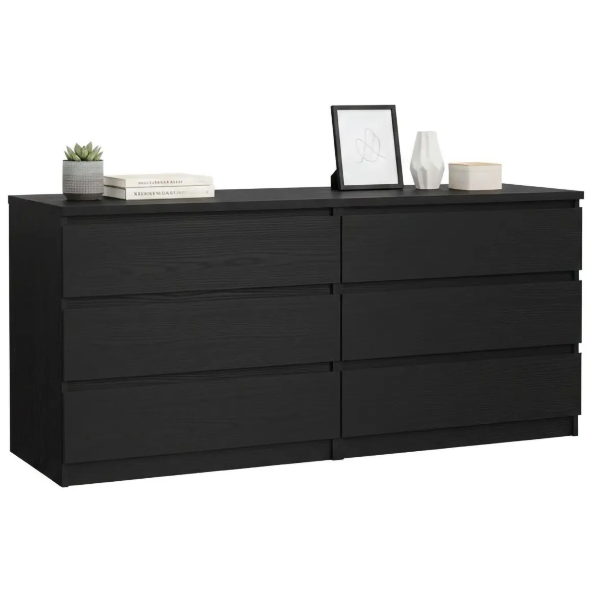 Madie|Credenze > Dmora Credenza nera 153x50x70h cm 6 cassetti - Abacadabra Nero