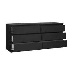 Madie|Credenze > Dmora Credenza nera 153x50x70h cm 6 cassetti - Abacadabra Nero