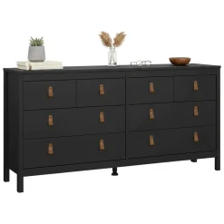 Credenza nera 159x38x79h cm 8 cassetti - Kovsova