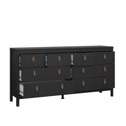 Credenza nera 159x38x79h cm 8 cassetti - Kovsova