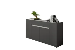 Credenza Nero Antracite Bianco un Cassetto 3 Ripiani 170x40x85h cm, Apertura Battente - Cirimido