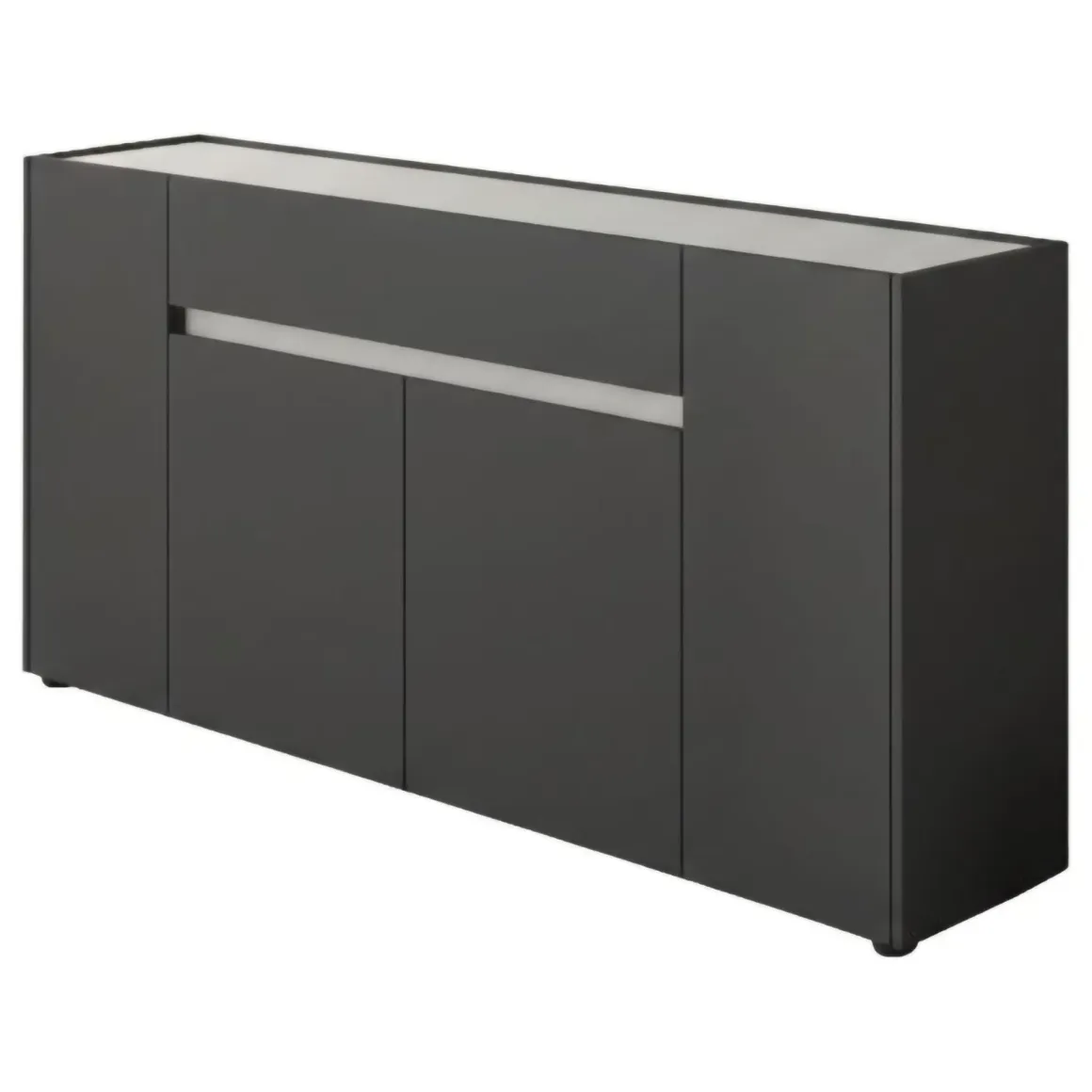 Credenza Nero Antracite Bianco un Cassetto 3 Ripiani 170x40x85h cm, Apertura Battente - Cirimido