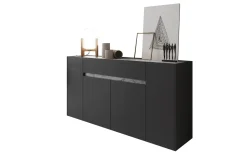 Credenza Nero Antracite Grigio un Cassetto 3 Ripiani 170x40x85h cm, Apertura Battente - Cirimido