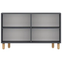 Madie|Credenze > Dmora Credenza Nero Antracite Marrone Rovere 2 Ripiani 4 Ante 120x30x74h cm, 4 Vani - Venerina Marrone Rovere, Nero Antracite