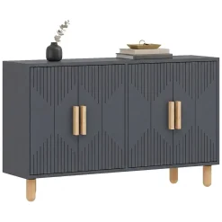 Credenza Nero Antracite Marrone Rovere 2 Ripiani 4 Vani 120x30x74h cm, 4 Ante - Colzano