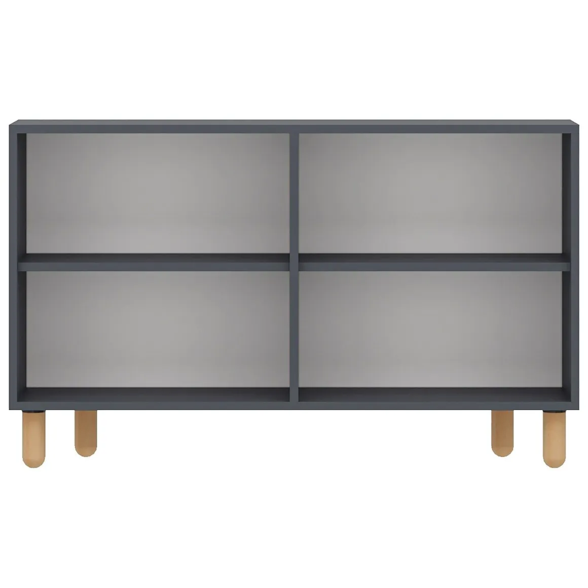 Madie|Credenze > Dmora Credenza Nero Antracite Marrone Rovere 3 Ripiani 4 Ante 180x45x75h cm, 6 Vani - Cisliano Marrone Rovere, Nero Antracite