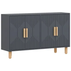 Credenza Nero Antracite Marrone Rovere 2 Ripiani 4 Vani 120x30x74h cm, 4 Ante - Colzano