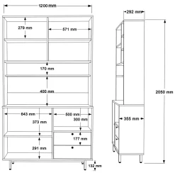 Credenze > Dmora Credenza Nero Antracite Marrone Rovere 6 Ripiani Apertura Battente 160x35x70h cm, 4 Ante Made in Italy - Swink Marrone Rovere, Nero Antracite